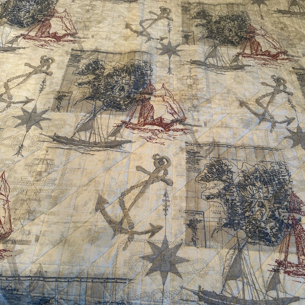 Nautical Themed Quilt with Anchors and Ships